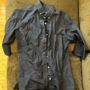 Navy button down short sleeve shirt PYE size 2 (x-small)